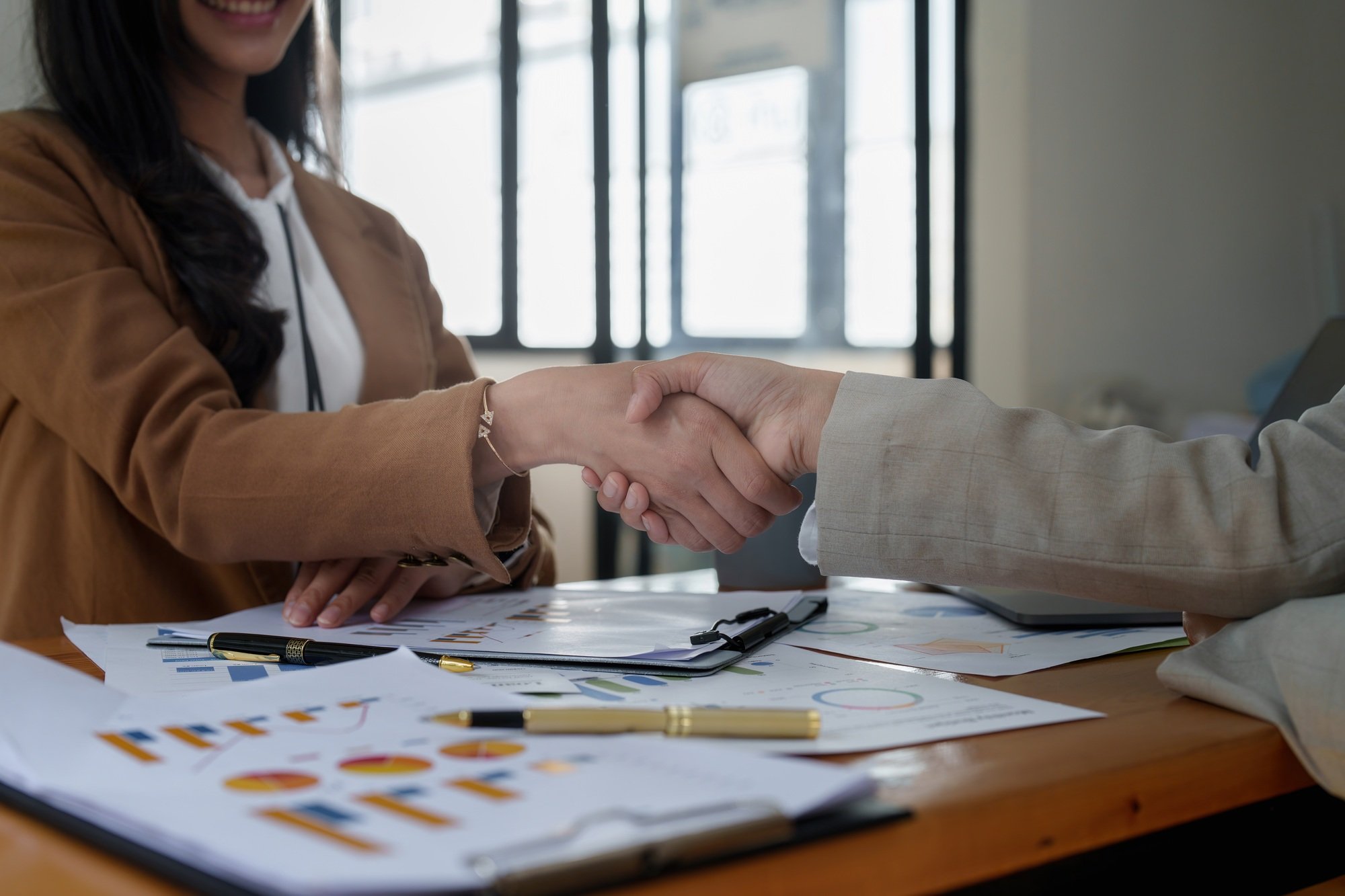 Business partnership meeting concept. Image businessmans handshake. Successful businessmen