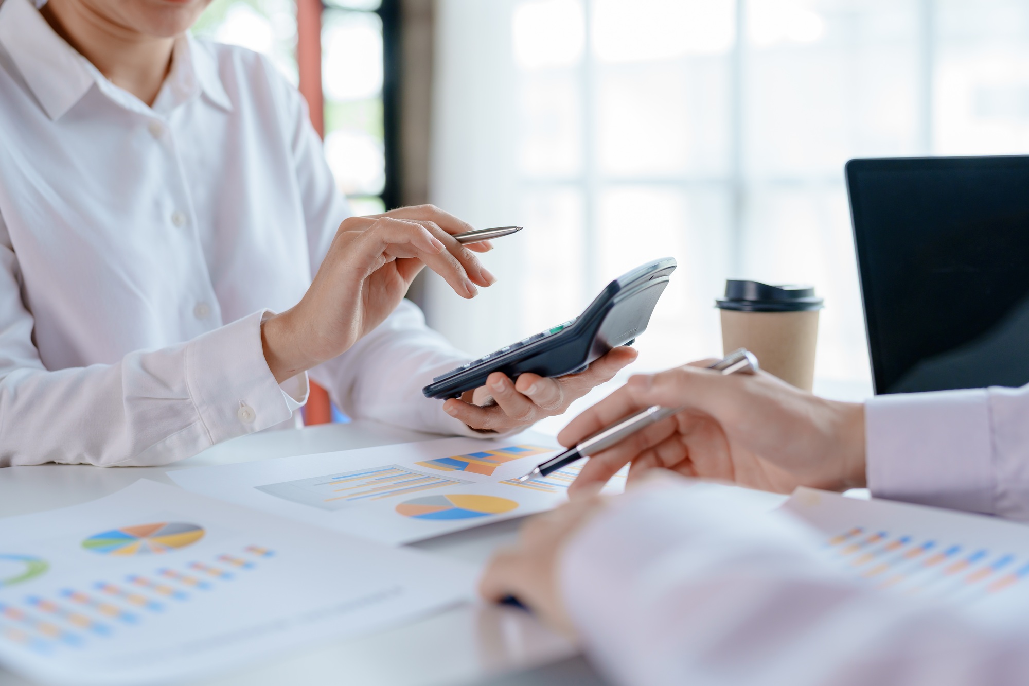 Businesspeople consulting on investment project work and marketing strategy planning