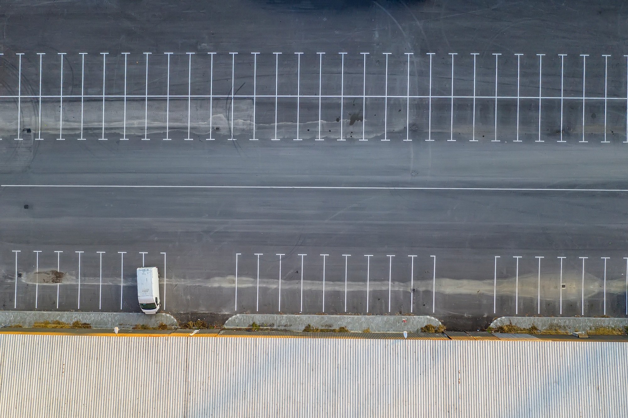 empty parking lots.