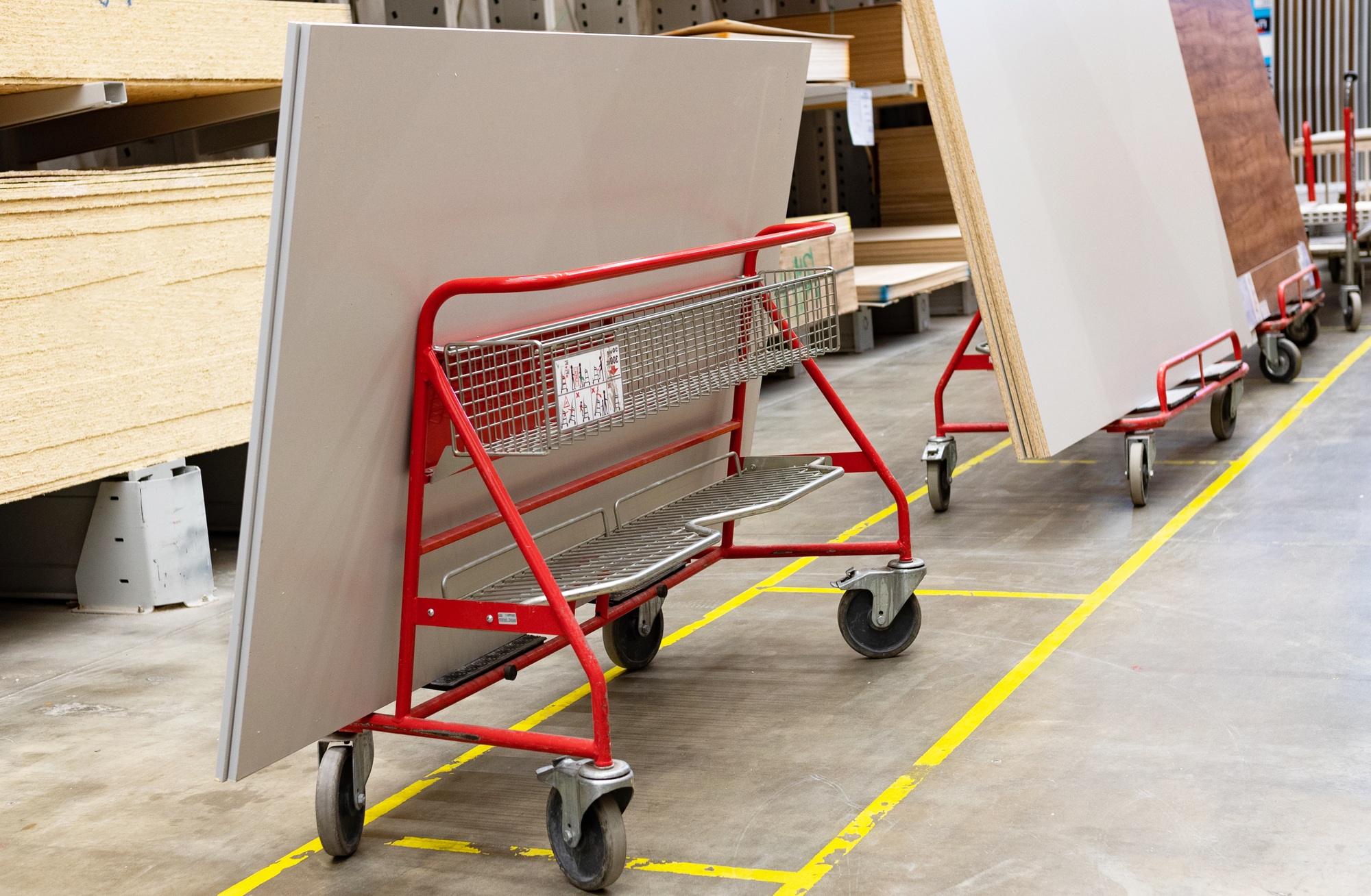 Fordable platform hand truck with cardboard box. goods sale. commerce, post box online shopping.
