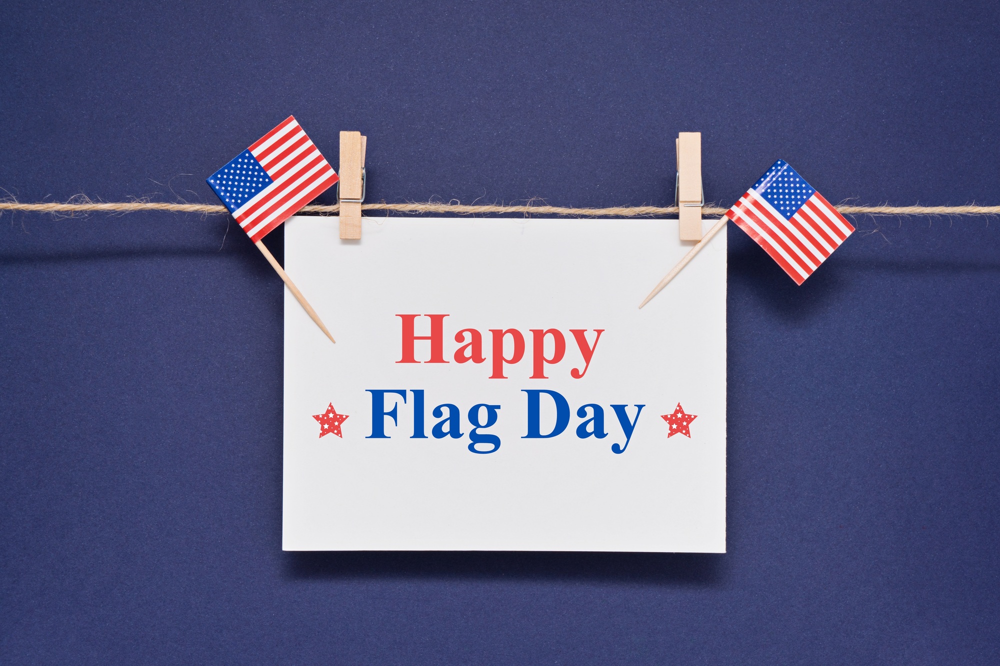 Greeting card with text Happy Flag Day for 14th June