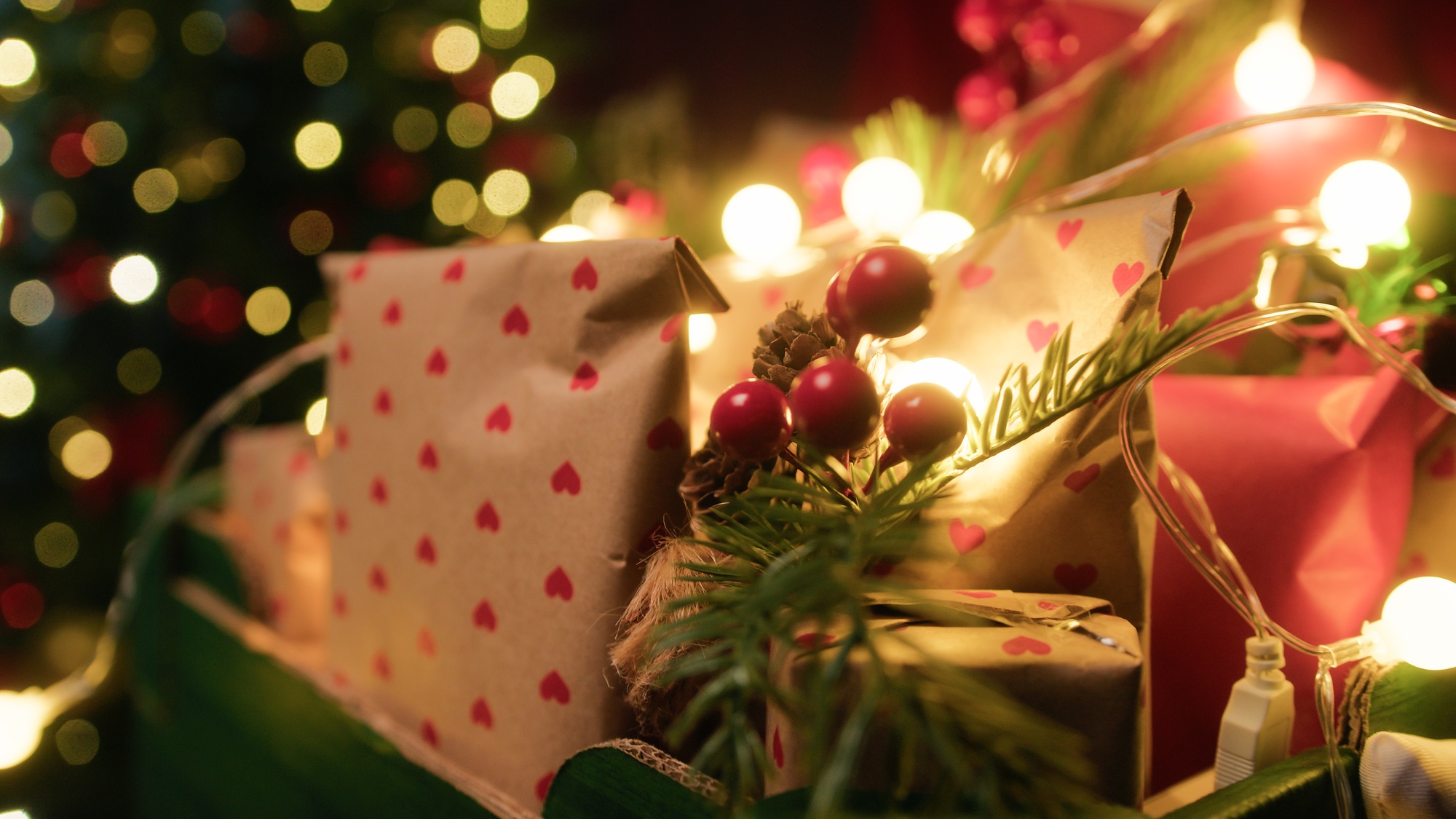 Holding a basket for family gifts