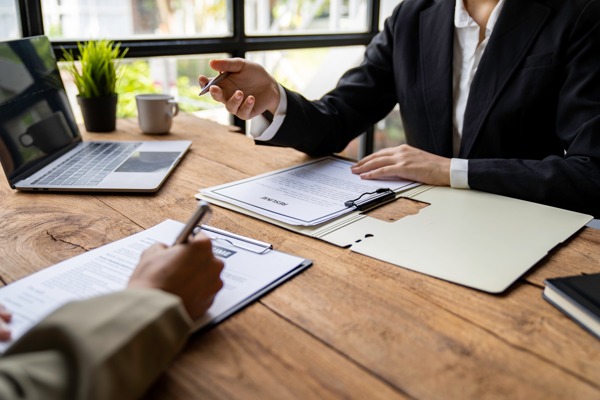 HR manager interviewing job applicants Successful job interviews work history Recruiters or managers