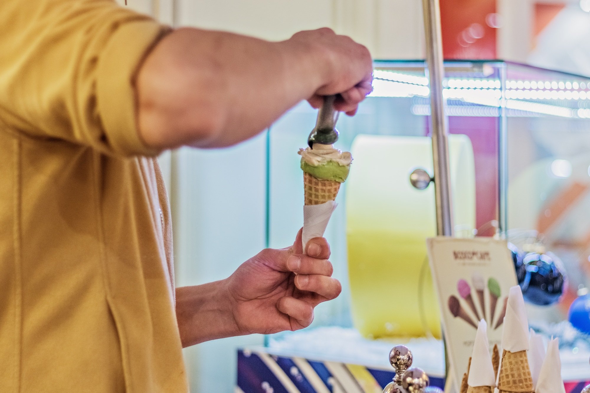 Ice cream seller at the mall