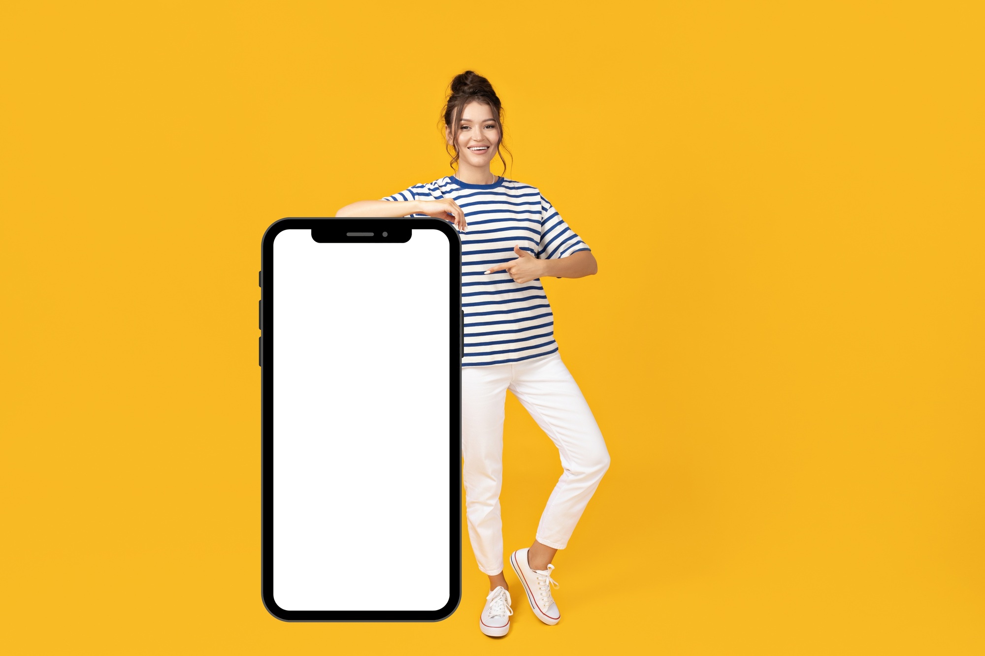 Image with phone, background for advertising, blank space for text and design