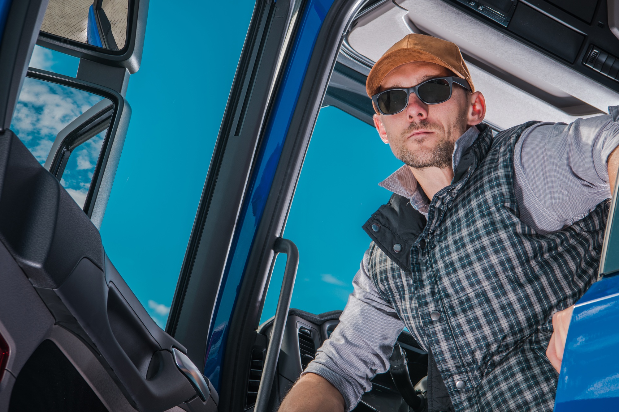 Modern Semi Truck Driver Portrait