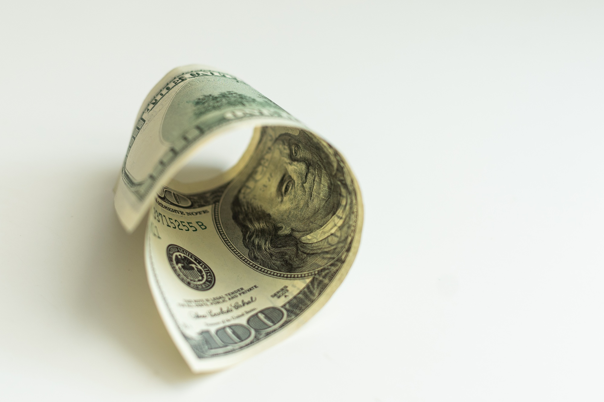 One hundred dollars isolated on white background. new one hundred dollars.