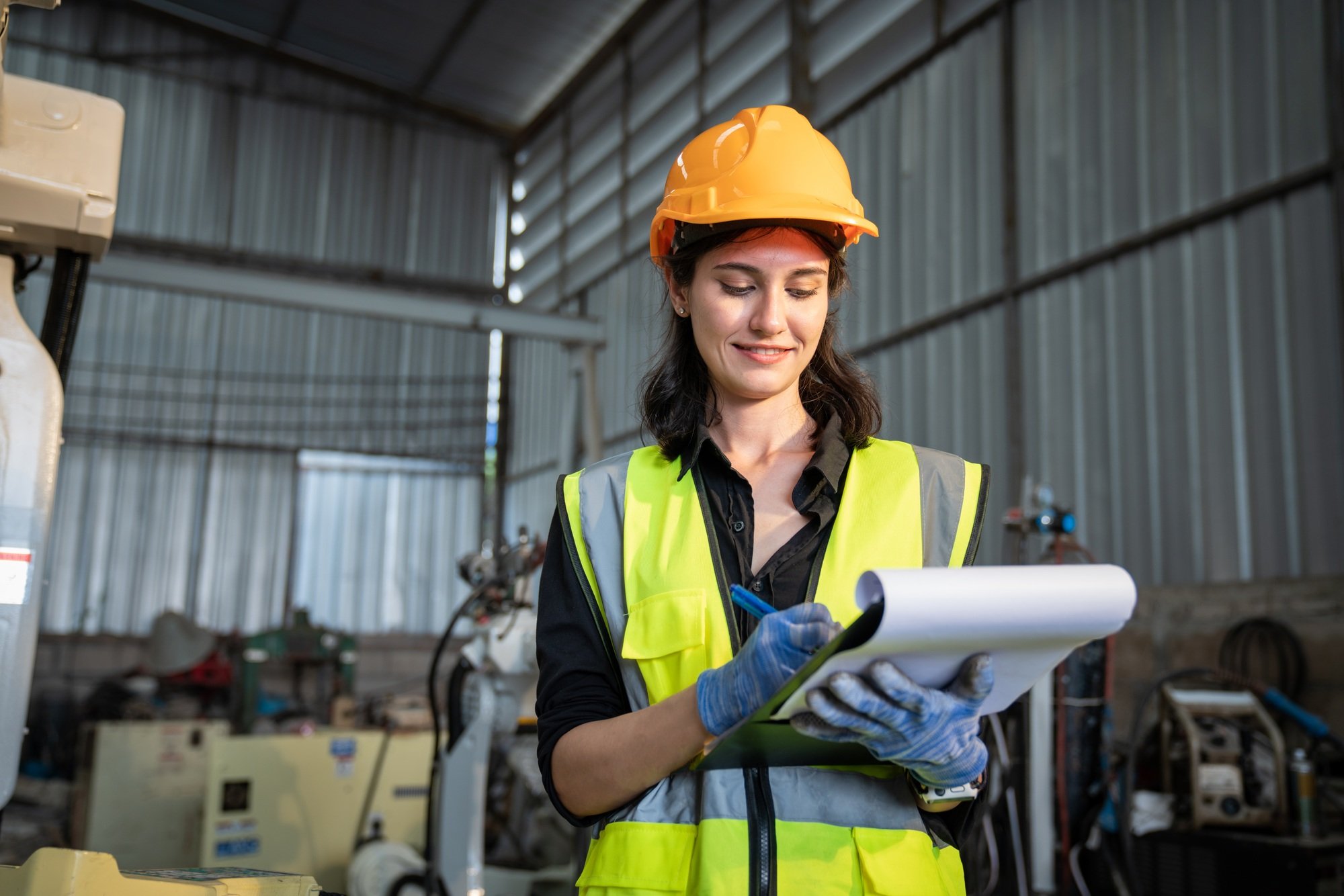 Portrait of female automation engineer working and looking camera.
