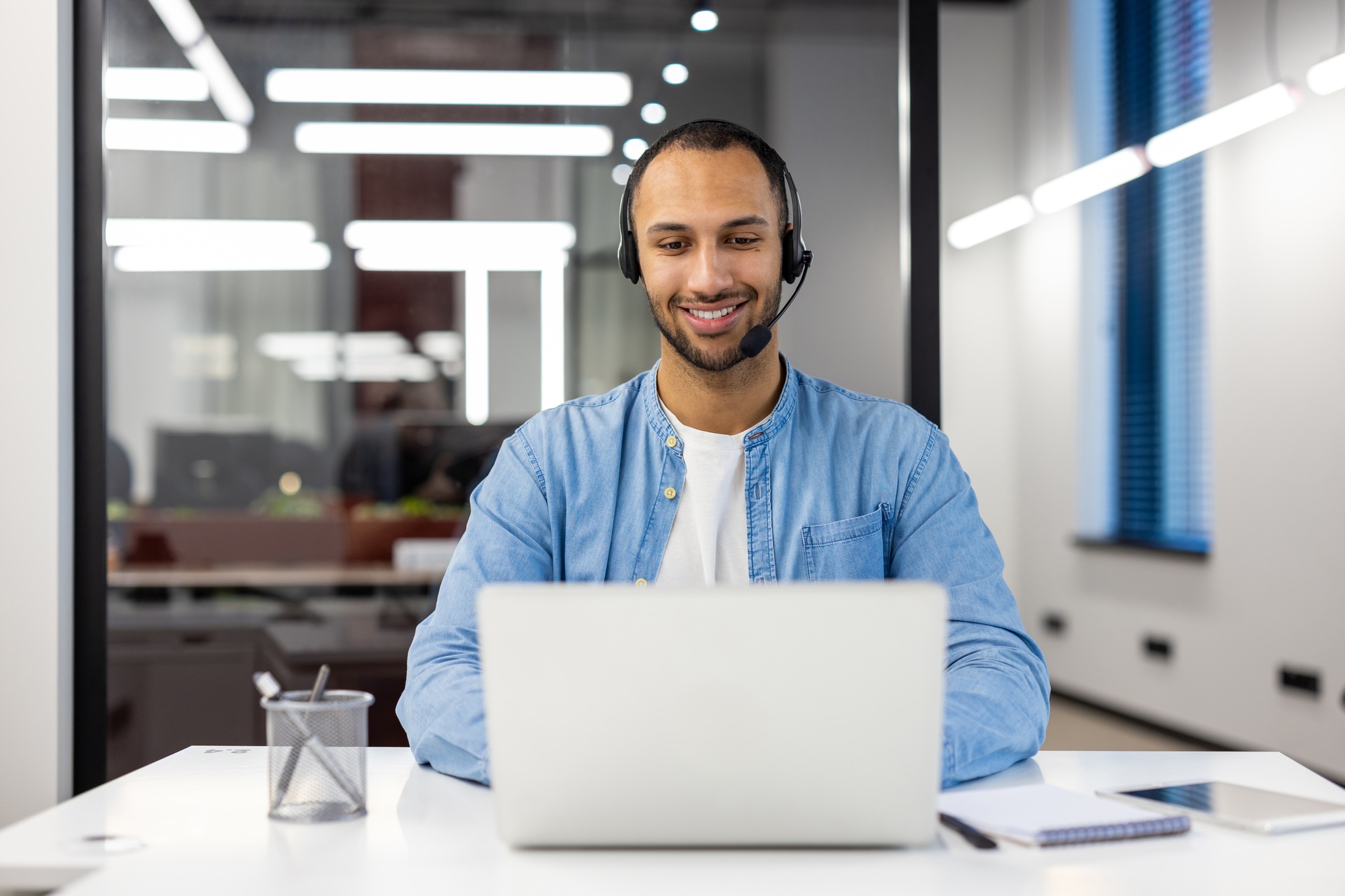 Smiling customer service representative at workplace