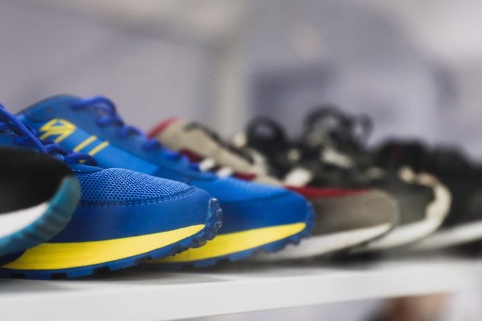 Sneakers on display