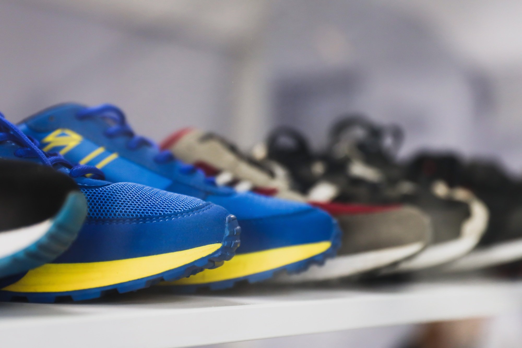 Sneakers on display