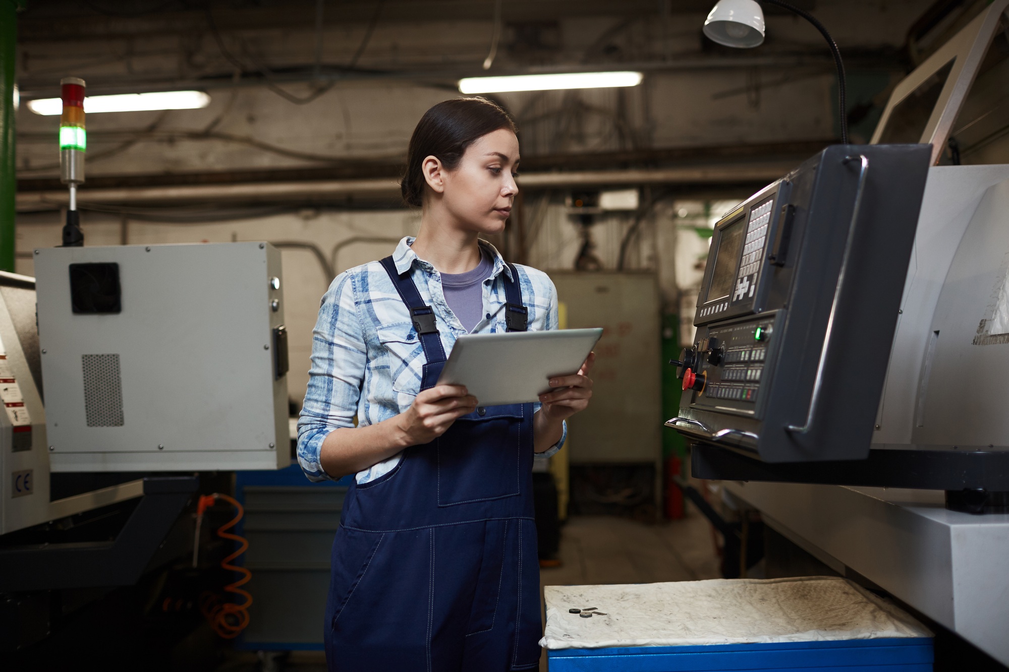 Technician controlling the work