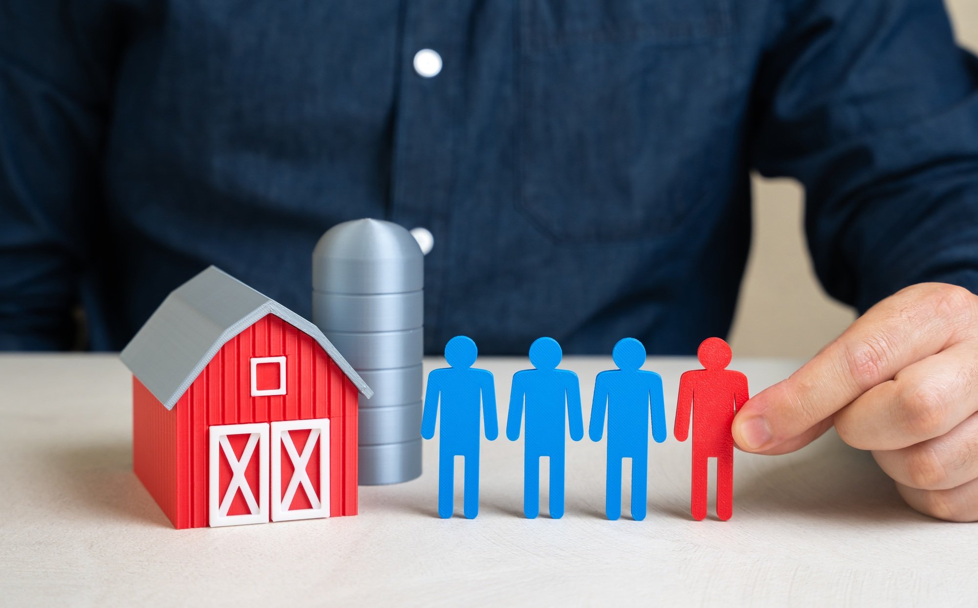 The man resolves the labor shortage in the agricultural sector.