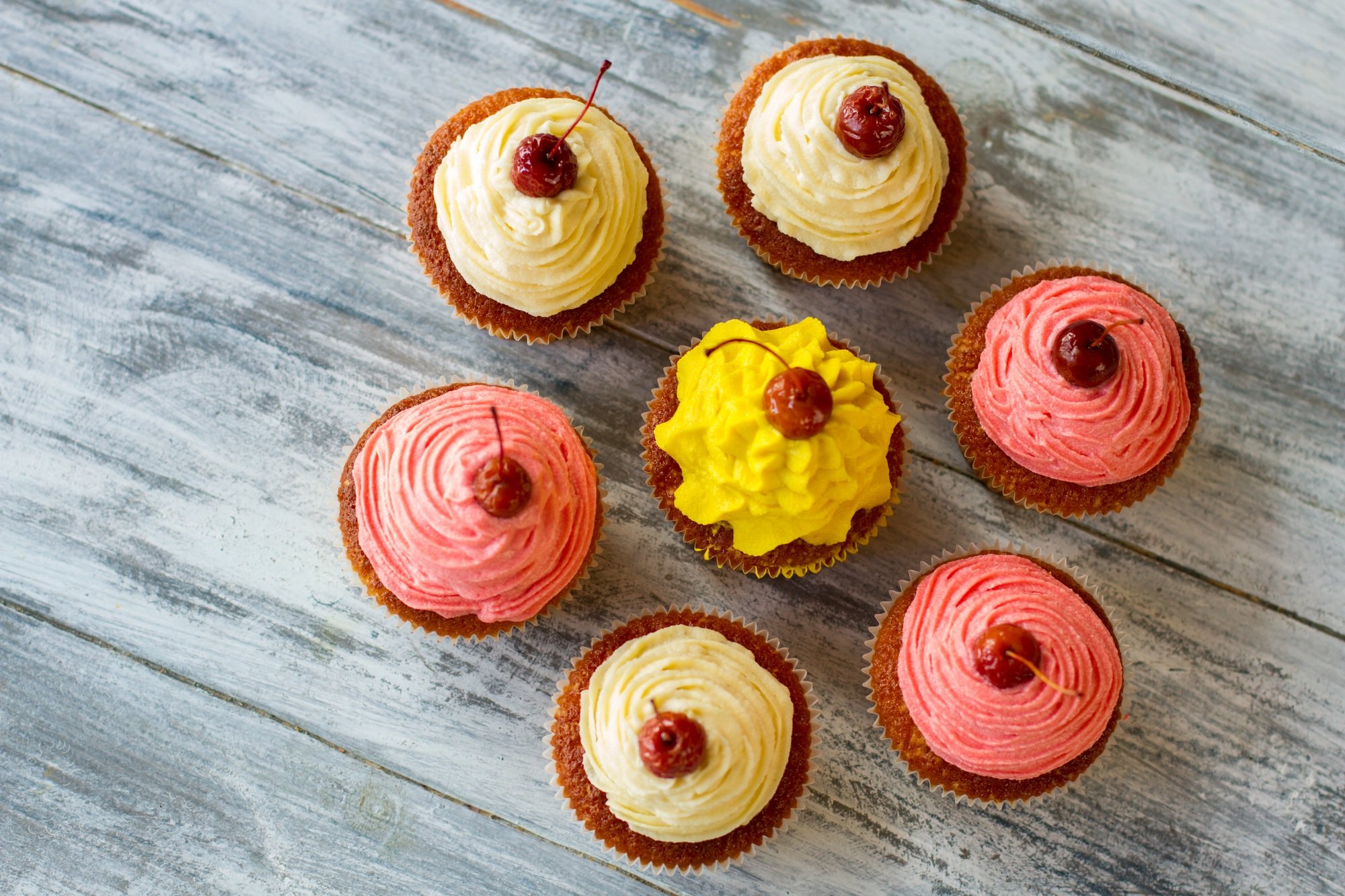 Top view of cupcakes