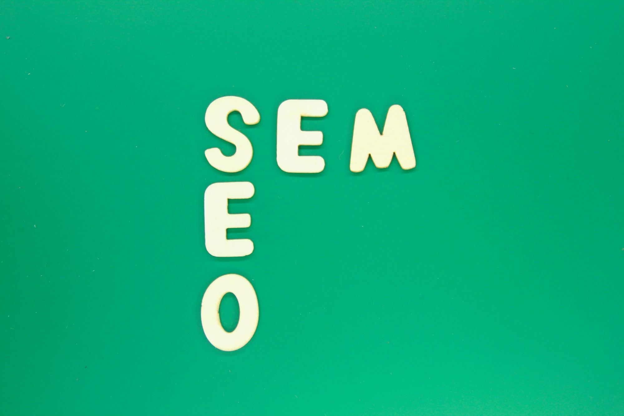 two words SEM and SEO. Business Concept