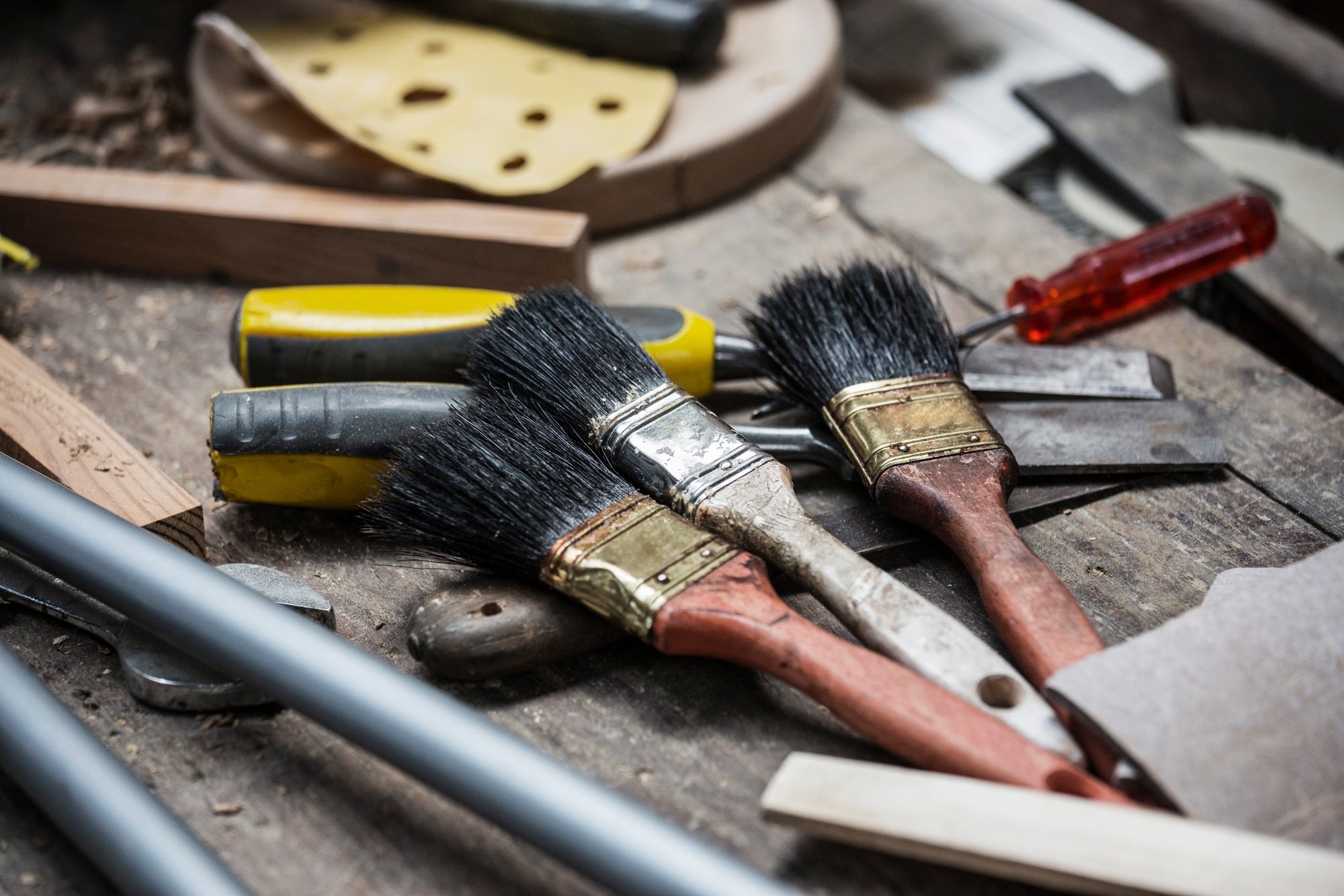 Variety of paint brushes and tools