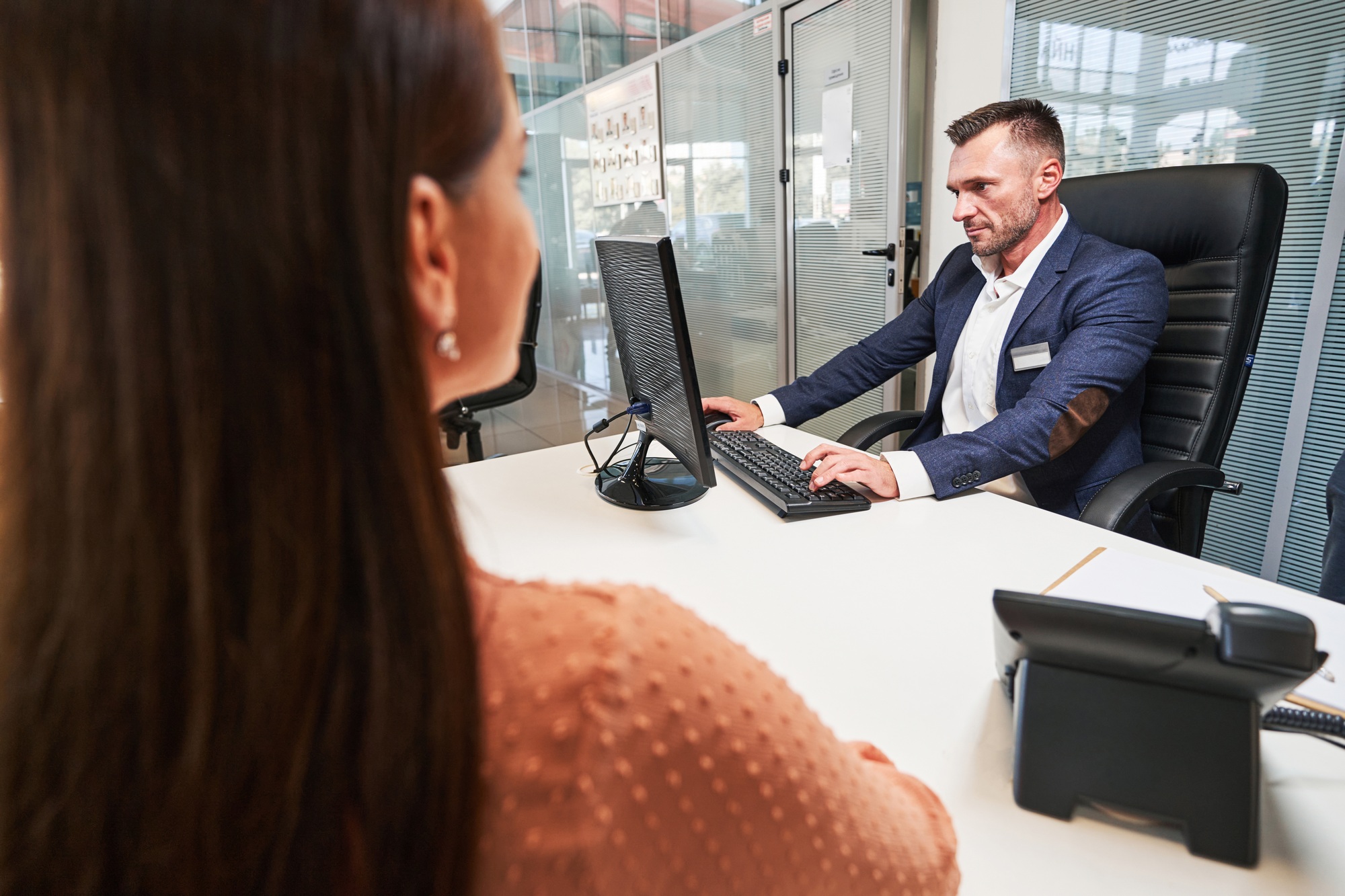 Woman in the office of the customer service specialist