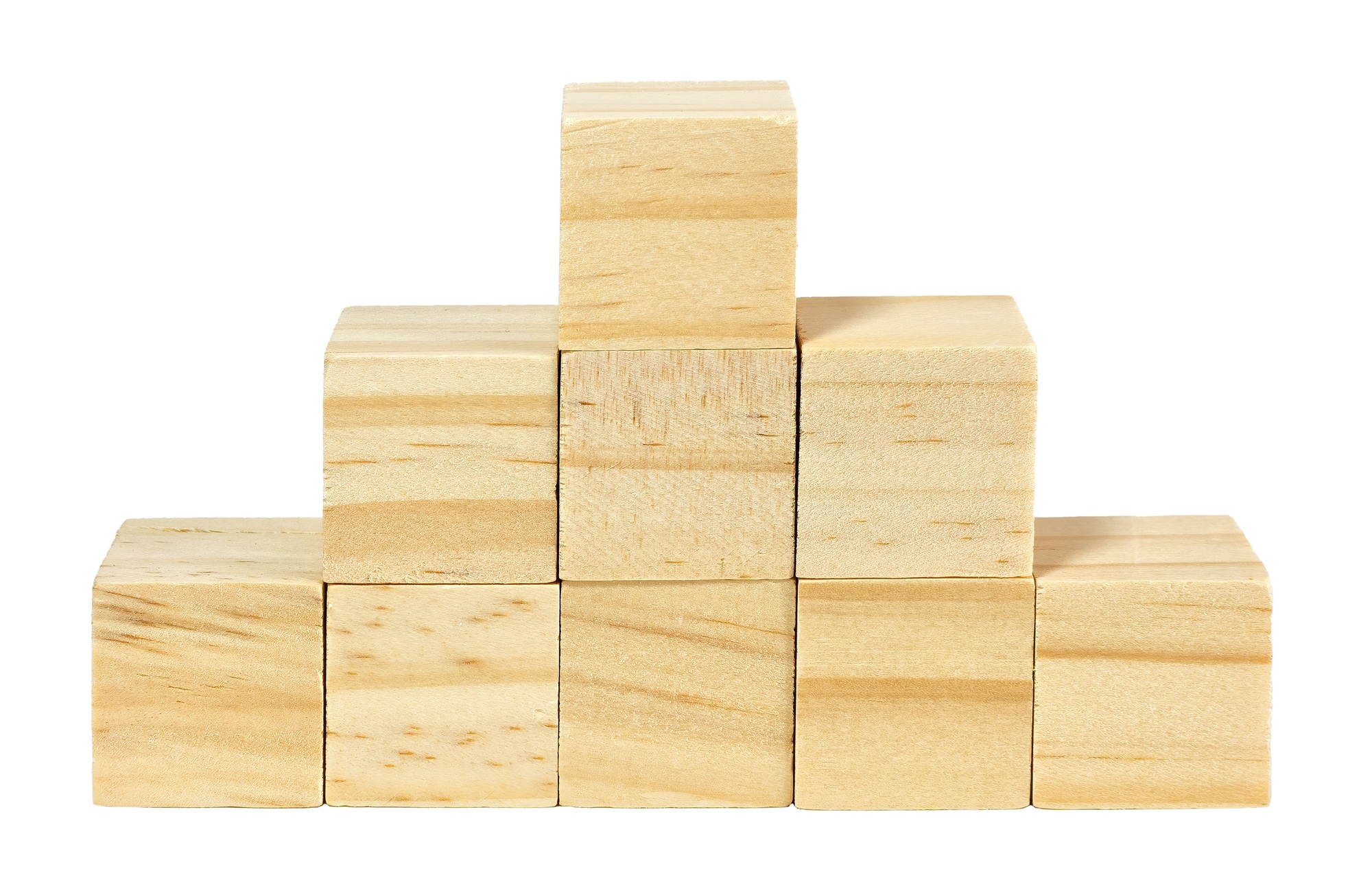 Wooden blocks arranged in pyramid shape