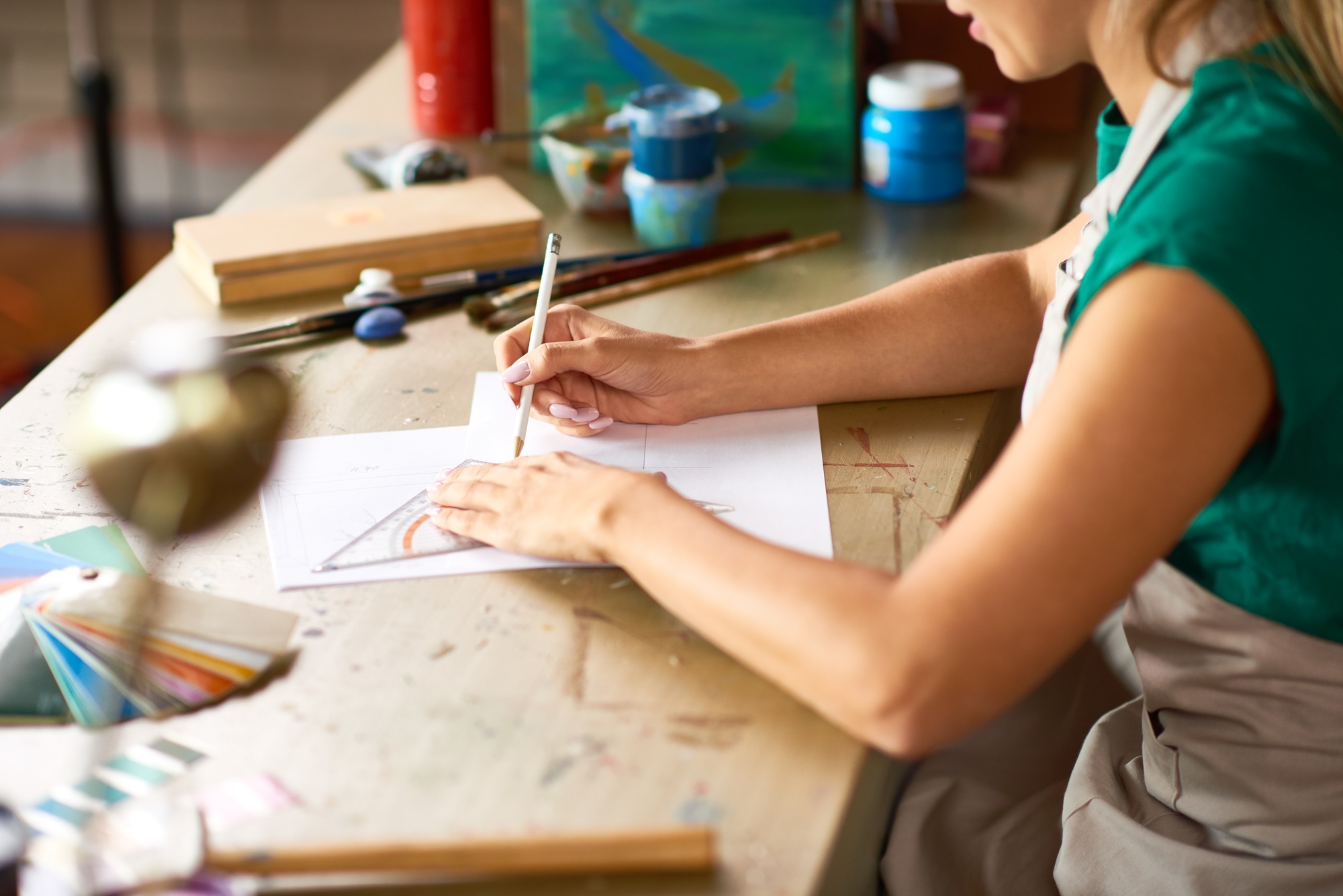 Young Woman Planning DIY Project Close Up